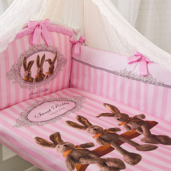 Комплект 7 предметов "Sweet Rabbit" розовый, арт. 1716 Комплект 7 предметов "Sweet Rabbit" розовый, арт. 1716